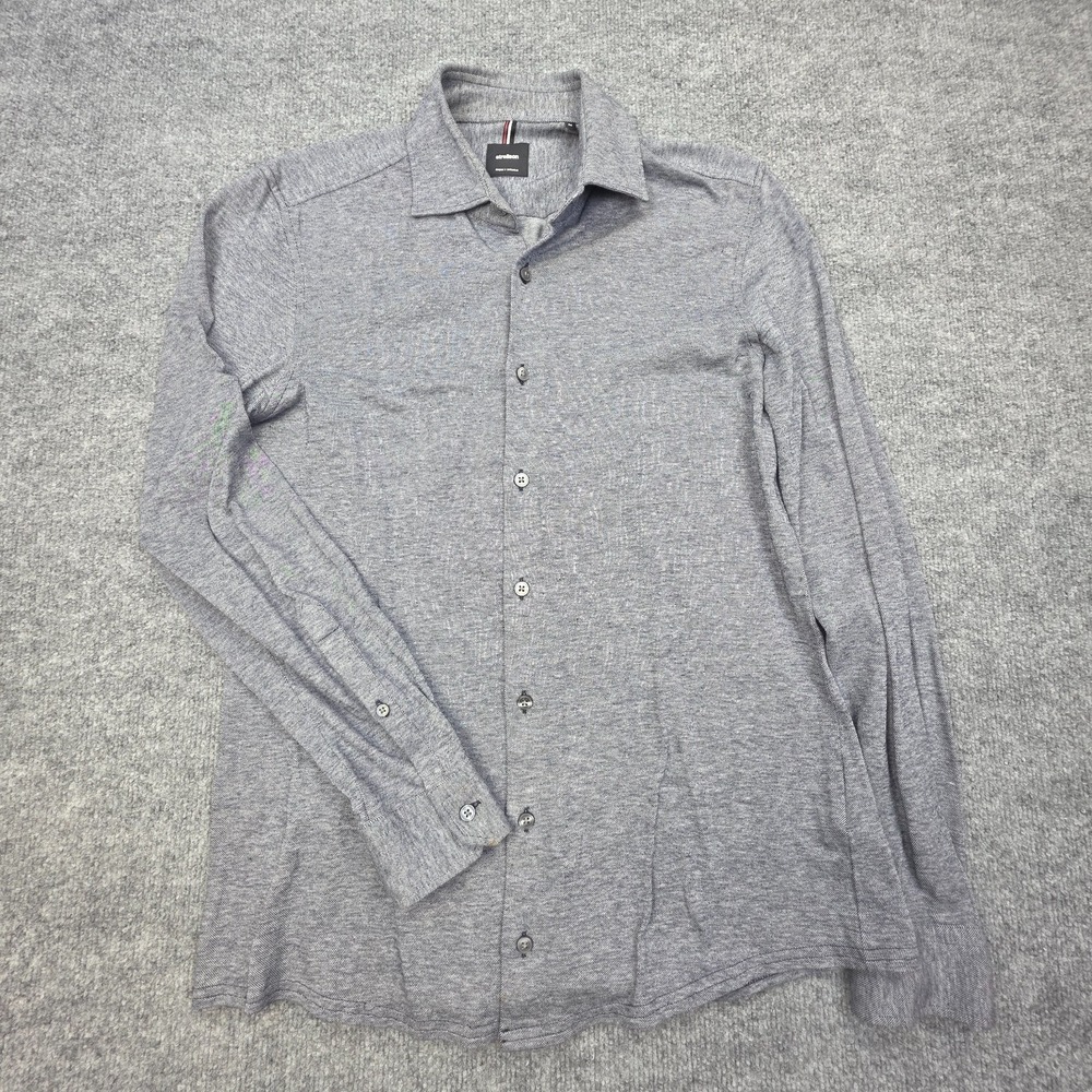 Strellson Button Up Shirt Men's Medium Blue Textured Long Sleeve Cotton